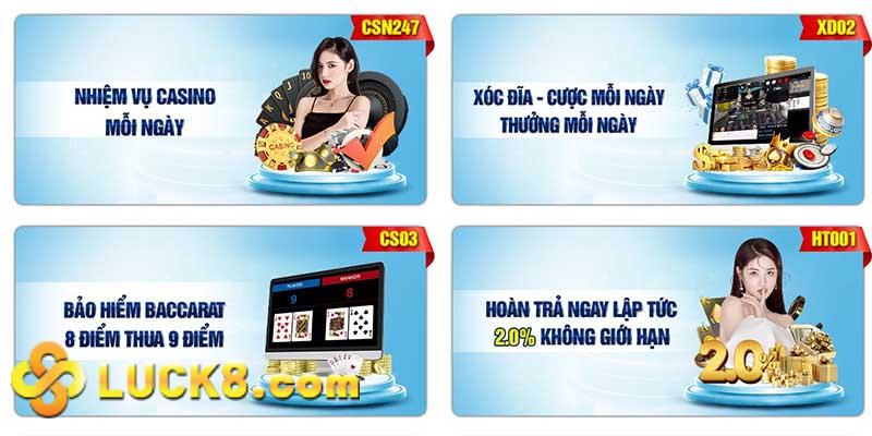  Những quyền lợi khi tham gia vào Casino Luck8 